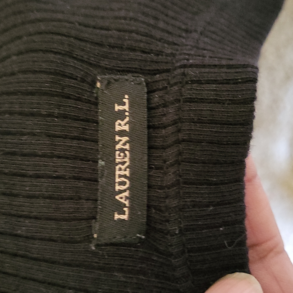 RALPH LAUREN black cable knit 3/4 in sleeves sweater
